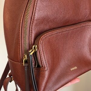 Small Fossil brown leather backpack/ purse